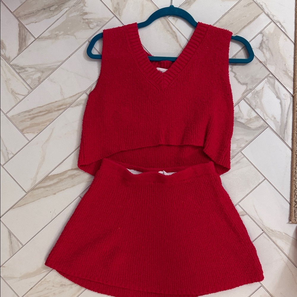 Bold Red Knit Ensemble